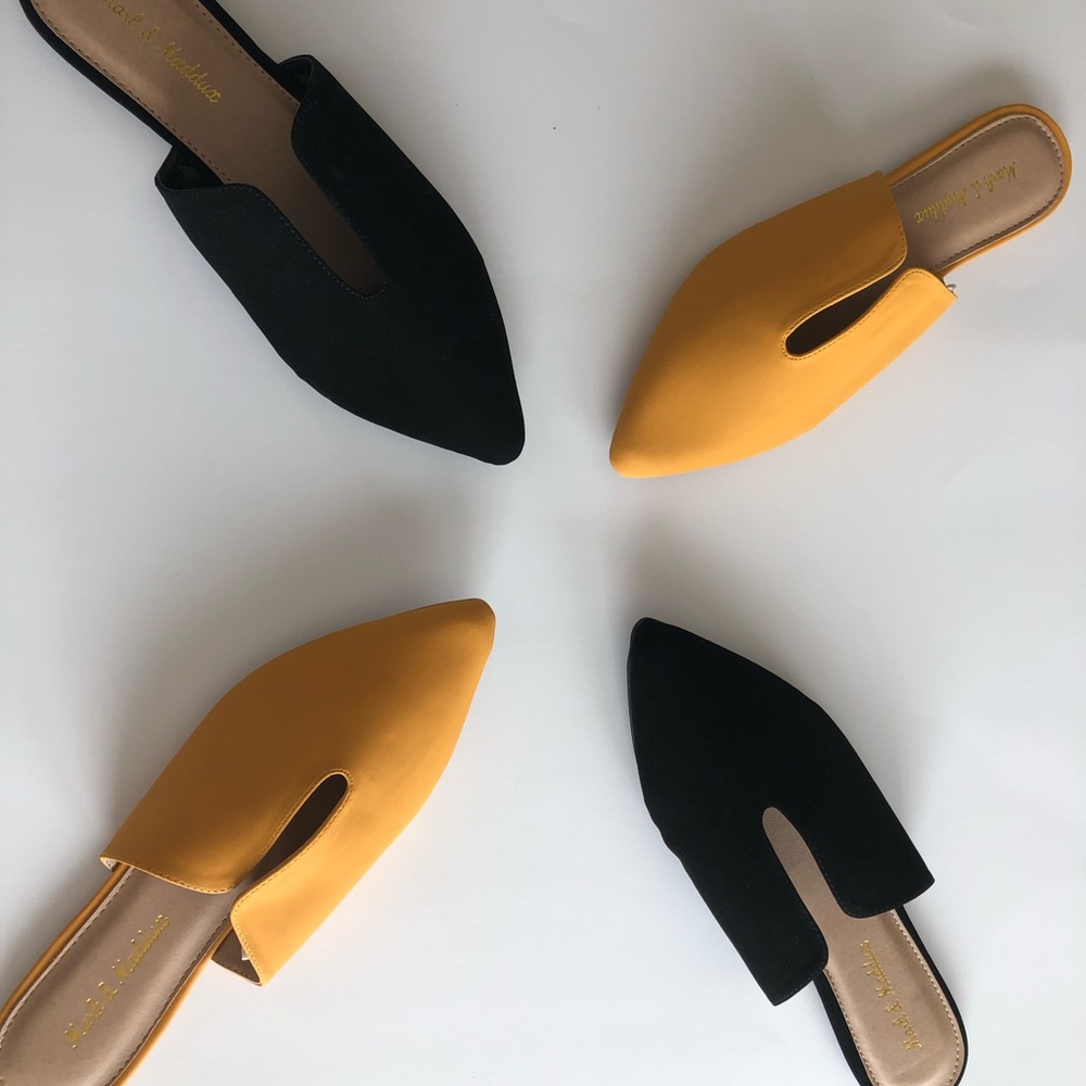 Mustard Slit Front Flats - Picture 4 of 4